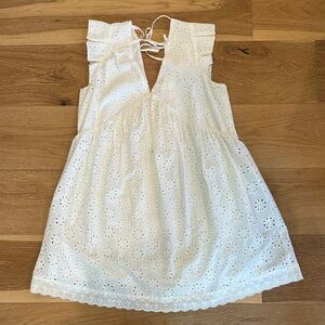 Very J Cream Eyelet Tie-Back Mini Dress